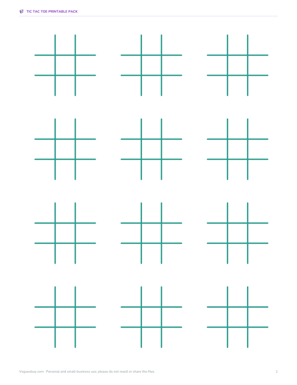 Preview of Printable Tic Tac Toe Sheet