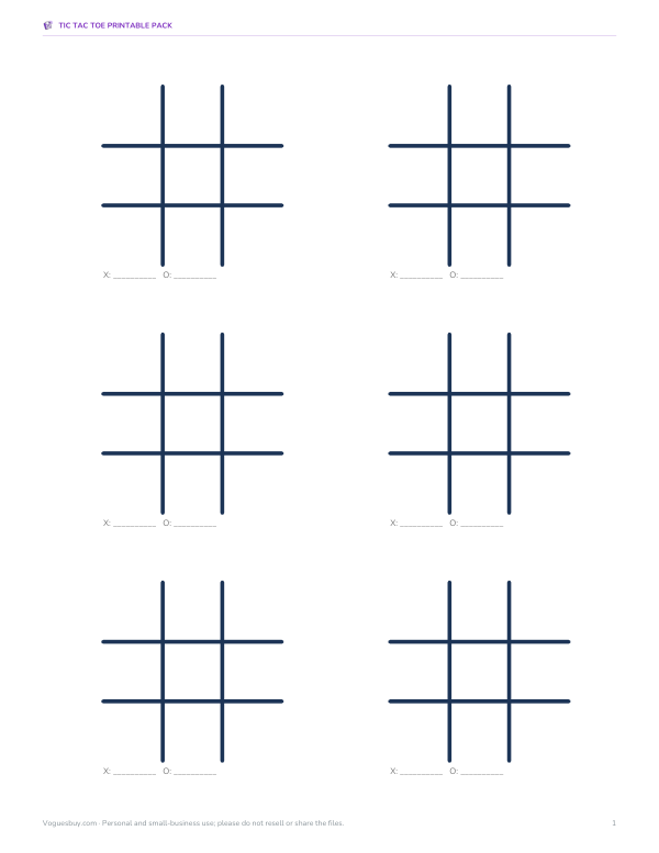 Preview of Printable Tic Tac Toe Sheet